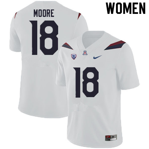Women #18 Nick Moore Arizona Wildcats College Football Jerseys Sale-White - Click Image to Close